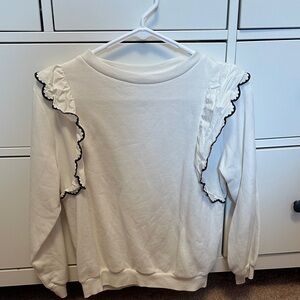 H&M Ivory Sweater with Ruffle Accents